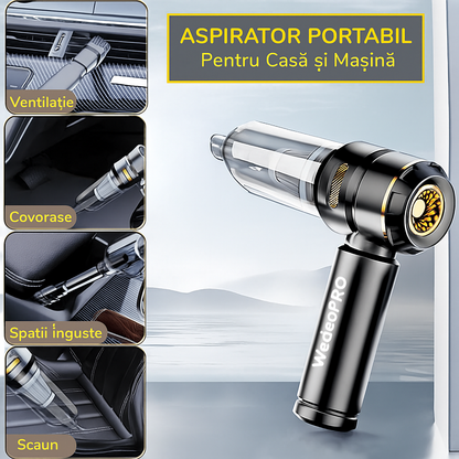 Aspirator Auto Portabil cu Acumulator 4 in 1, 18000Pa - WadeoPRO