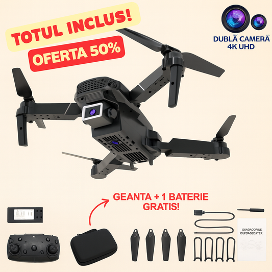 Drona 4K Profesională cu Dublă Cameră – FlySky + Husă GRATUITĂ