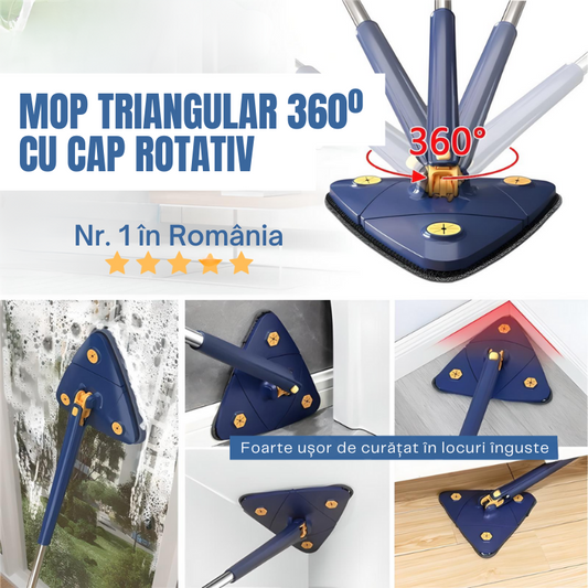 Mop Triunghiular 360º + 5 Rezerve GRATUIT