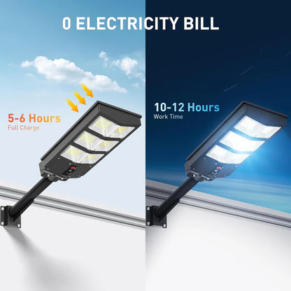 LAMPĂ SOLARĂ LED 3000W + TELECOMANDĂ ȘI SEZORI DE MIȘCARE